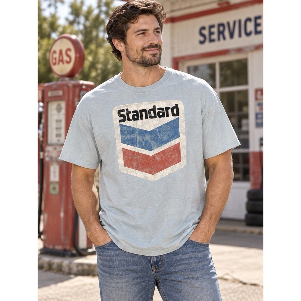 CLC Vintage Outfitters Chevron Standard Distressed Logo T-Shirt XXL Light Blue